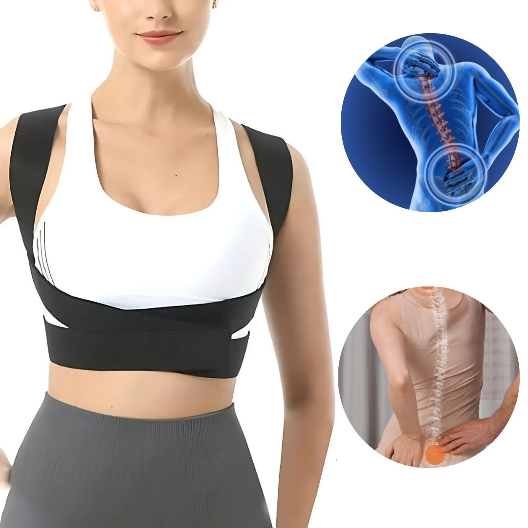 SpineAlign Hållningskorrigerare | Lindrar ryggsmärta – Justerbart stöd för hållning & övre ryggen – Nack- & axelsmärta