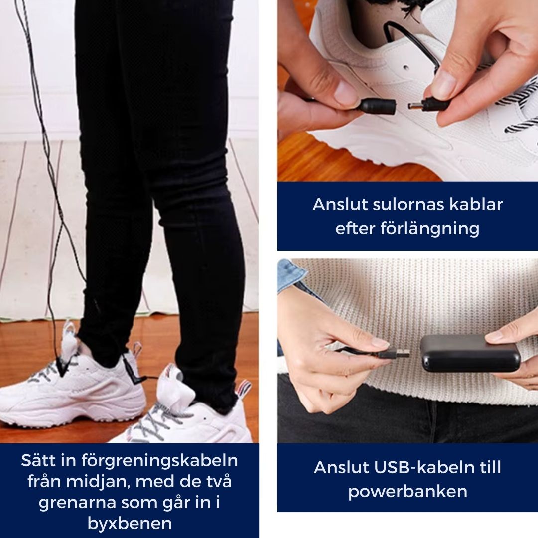 VärmeSulor | Justerbara Värmesulor med Temperaturkontroll - För Kallt Väder, Kalla Fötter