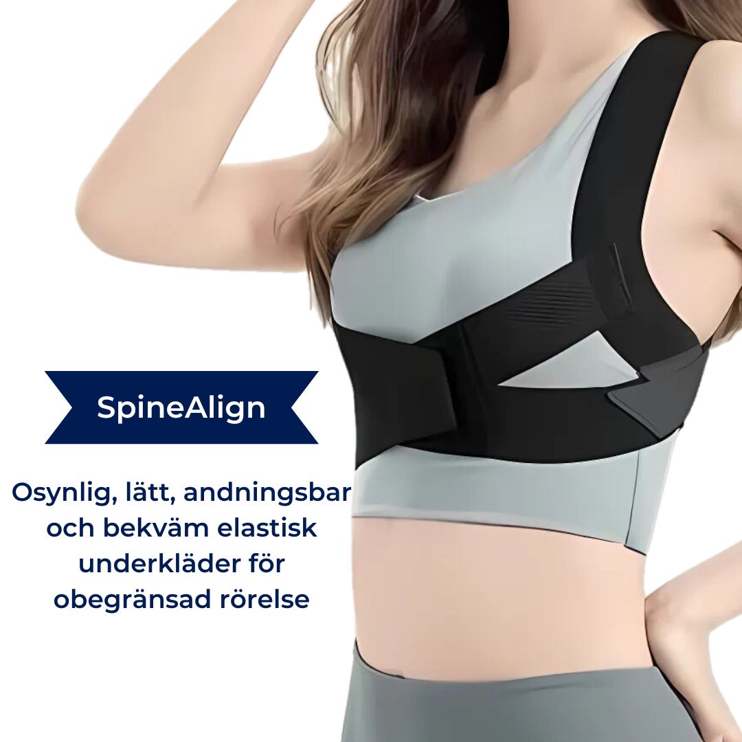 SpineAlign Hållningskorrigerare | Lindrar ryggsmärta – Justerbart stöd för hållning & övre ryggen – Nack- & axelsmärta